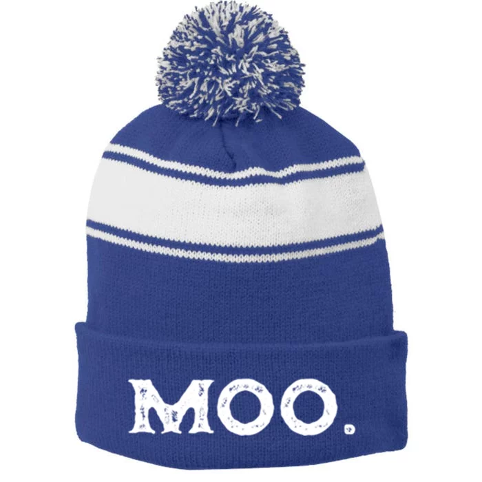 Moo A Tee That Says Moo And Gift Stripe Pom Pom Beanie