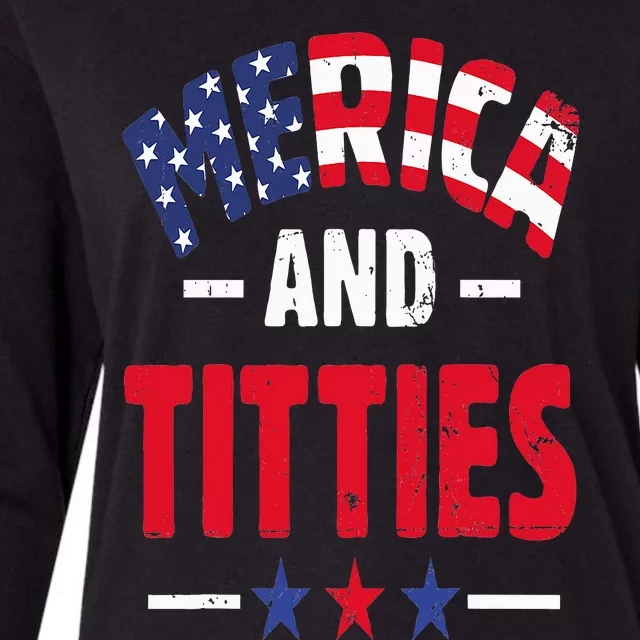 Merica And Titties Womens Cotton Relaxed Long Sleeve T-Shirt