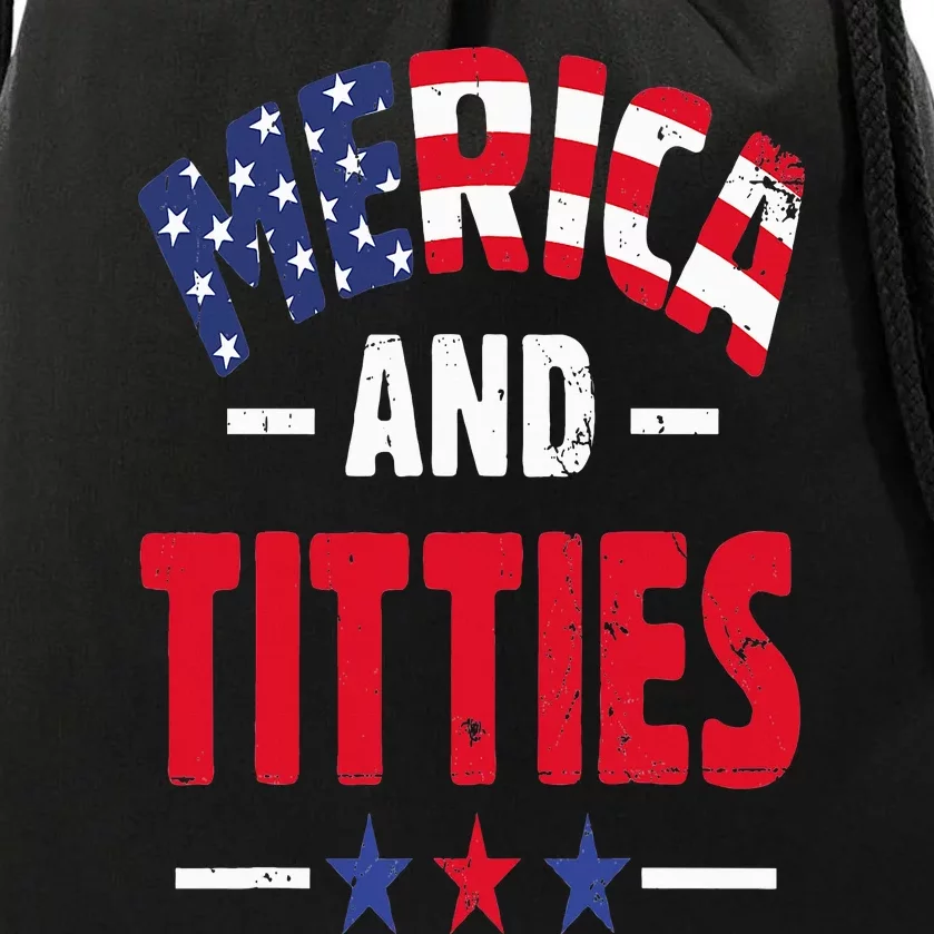 Merica And Titties Drawstring Bag