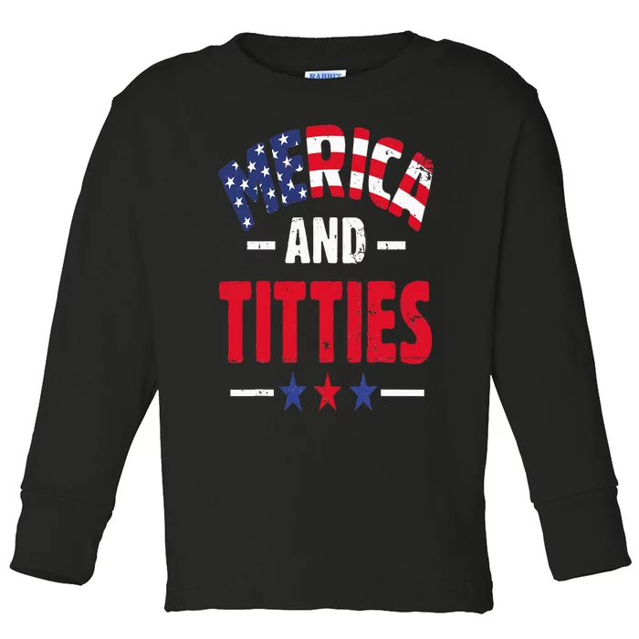 Merica And Titties Toddler Long Sleeve Shirt