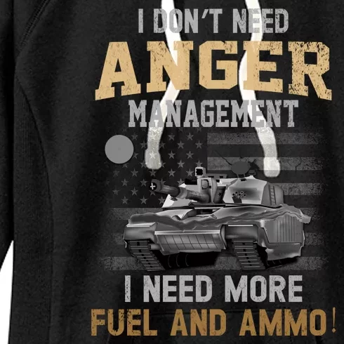 M1 Abrams Tank Funny Patriotic American Tanker Flag I Dont Need Anger Managemen Women's Fleece Hoodie