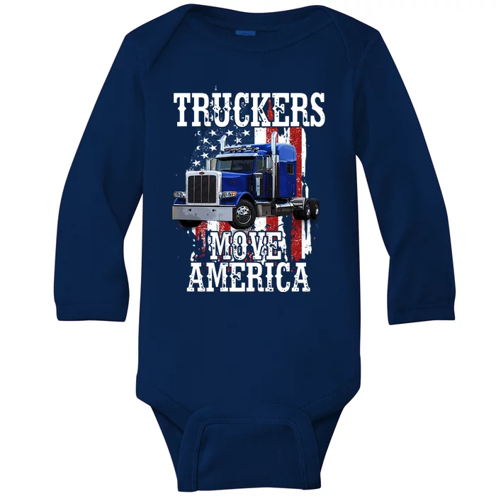 Move America Truckers USA Baby Long Sleeve Bodysuit