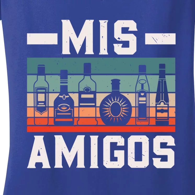 Mis Amigos Tequila Mexican Fiesta Party Cinco De Mayo Funny Gift Women's V-Neck T-Shirt