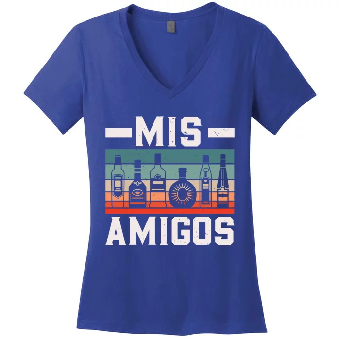 Mis Amigos Tequila Mexican Fiesta Party Cinco De Mayo Funny Gift Women's V-Neck T-Shirt