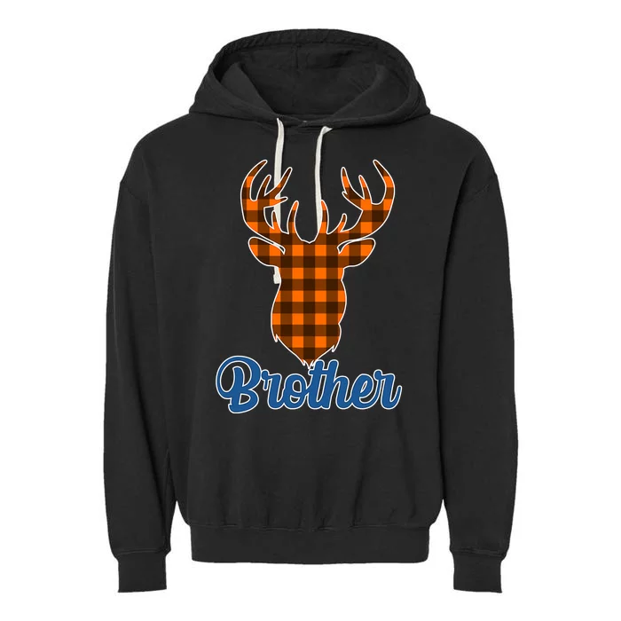 Matching Holiday Family Plaid Reindeer Brother Garment-Dyed Fleece Hoodie