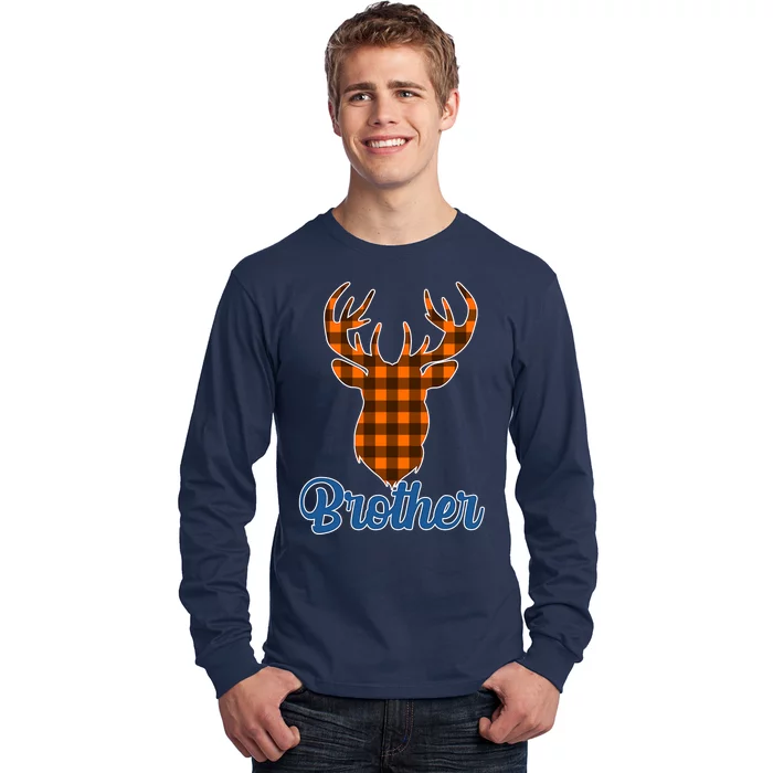 Matching Holiday Family Plaid Reindeer Brother Long Sleeve Shirt