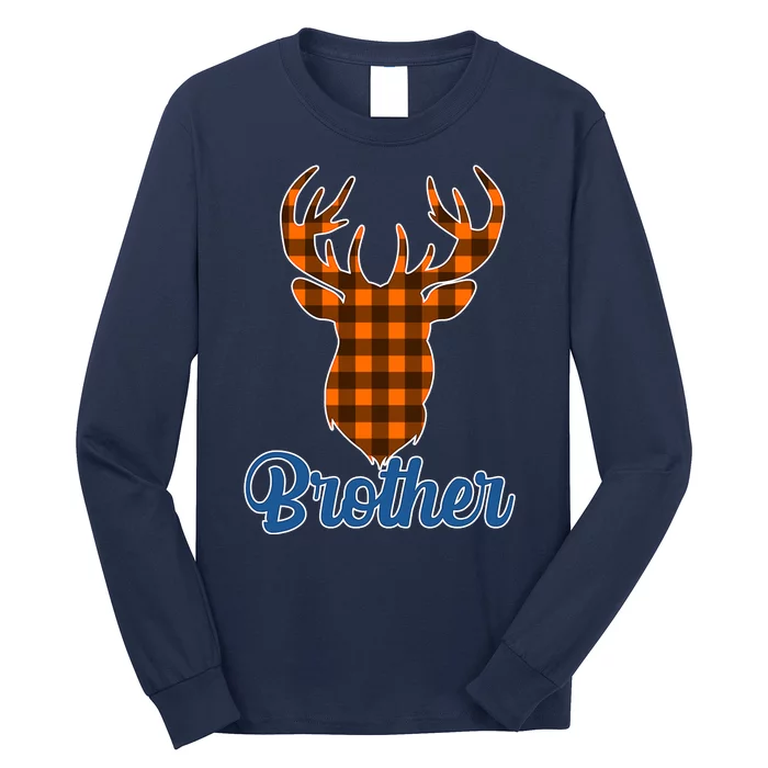 Matching Holiday Family Plaid Reindeer Brother Long Sleeve Shirt