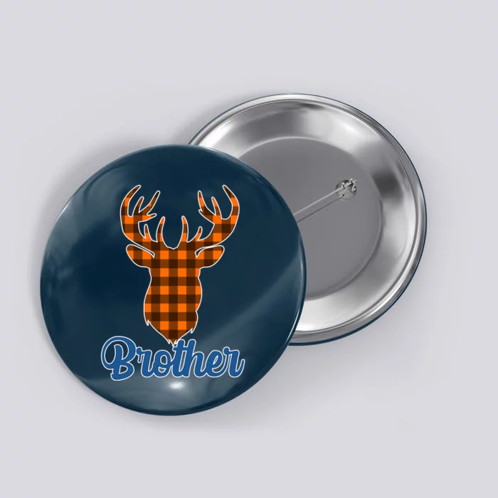 Matching Holiday Family Plaid Reindeer Brother Button