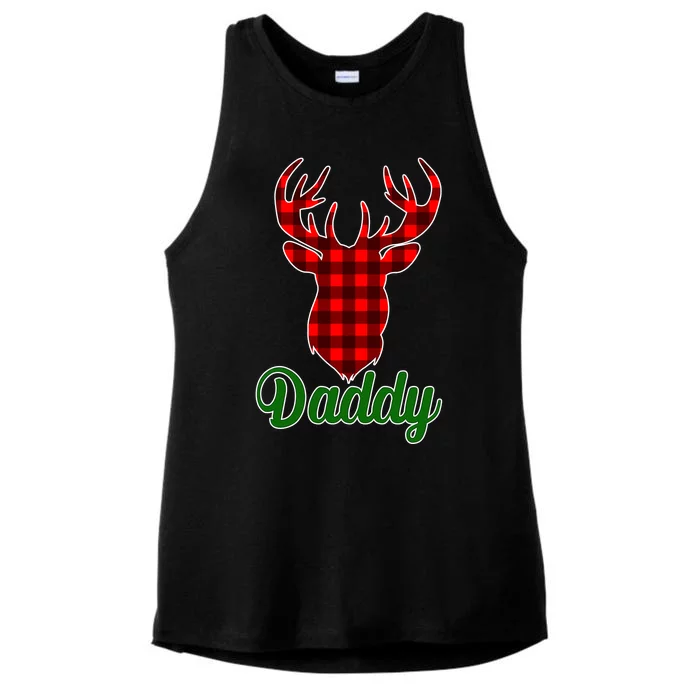 Matching Holiday Family Plaid Reindeer Daddy Ladies Tri-Blend Wicking Tank