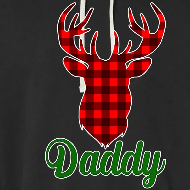 Matching Holiday Family Plaid Reindeer Daddy Garment-Dyed Fleece Hoodie