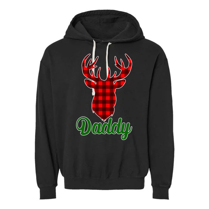 Matching Holiday Family Plaid Reindeer Daddy Garment-Dyed Fleece Hoodie