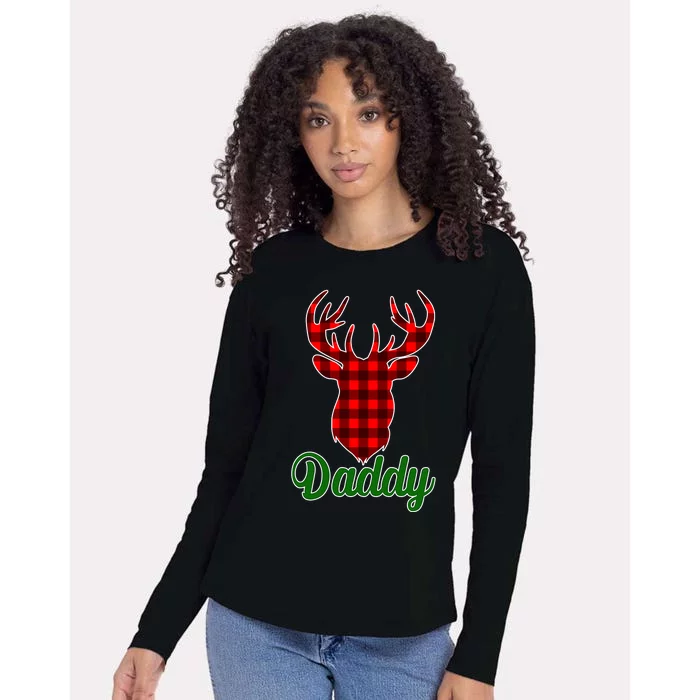 Matching Holiday Family Plaid Reindeer Daddy Womens Cotton Relaxed Long Sleeve T-Shirt