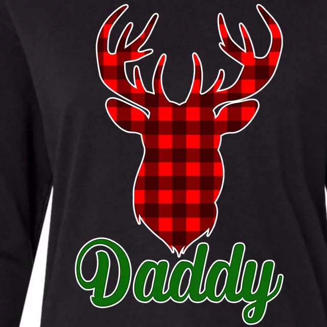 Matching Holiday Family Plaid Reindeer Daddy Womens Cotton Relaxed Long Sleeve T-Shirt