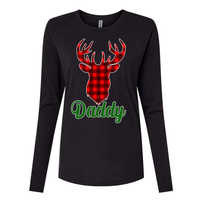 Matching Holiday Family Plaid Reindeer Daddy Womens Cotton Relaxed Long Sleeve T-Shirt