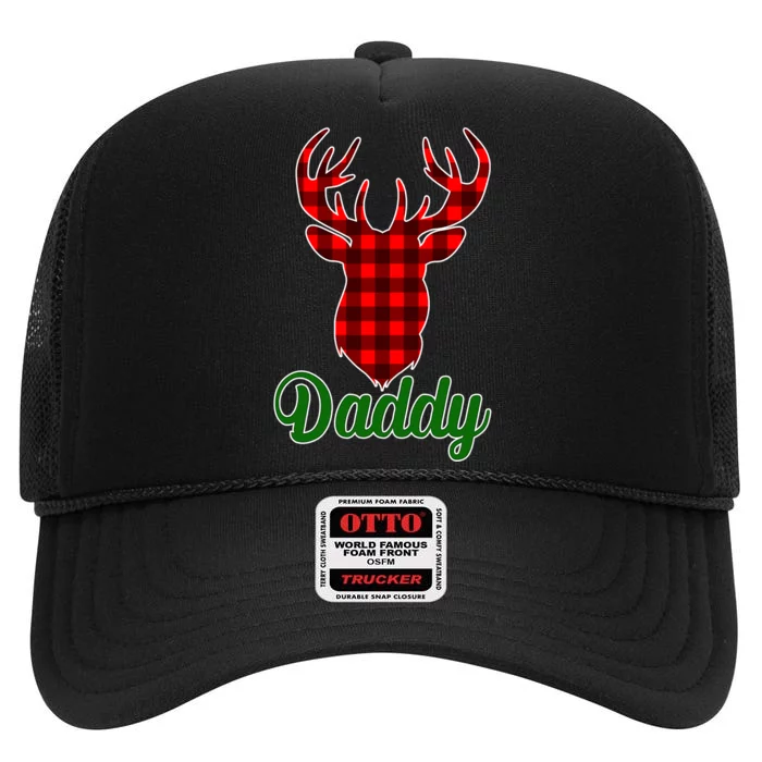 Matching Holiday Family Plaid Reindeer Daddy High Crown Mesh Trucker Hat