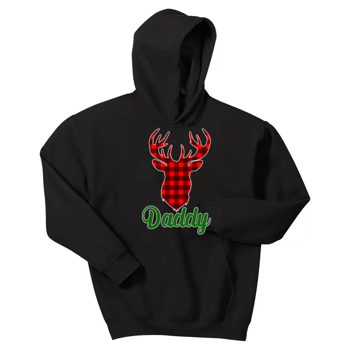 Matching Holiday Family Plaid Reindeer Daddy Kids Hoodie