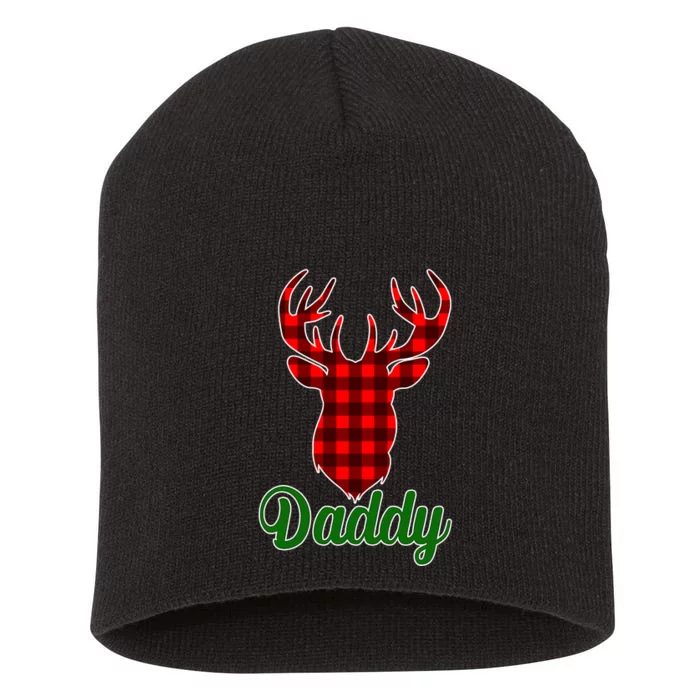 Matching Holiday Family Plaid Reindeer Daddy Short Acrylic Beanie