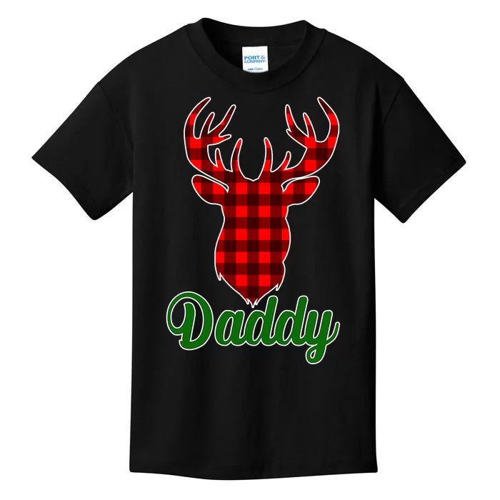 Matching Holiday Family Plaid Reindeer Daddy Kids T-Shirt