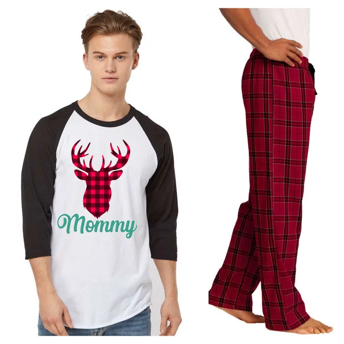 Matching Holiday Family Plaid Reindeer Mommy Raglan Sleeve Pajama Set