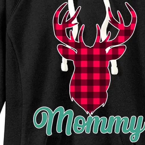 Matching Holiday Family Plaid Reindeer Mommy Women's Fleece Hoodie