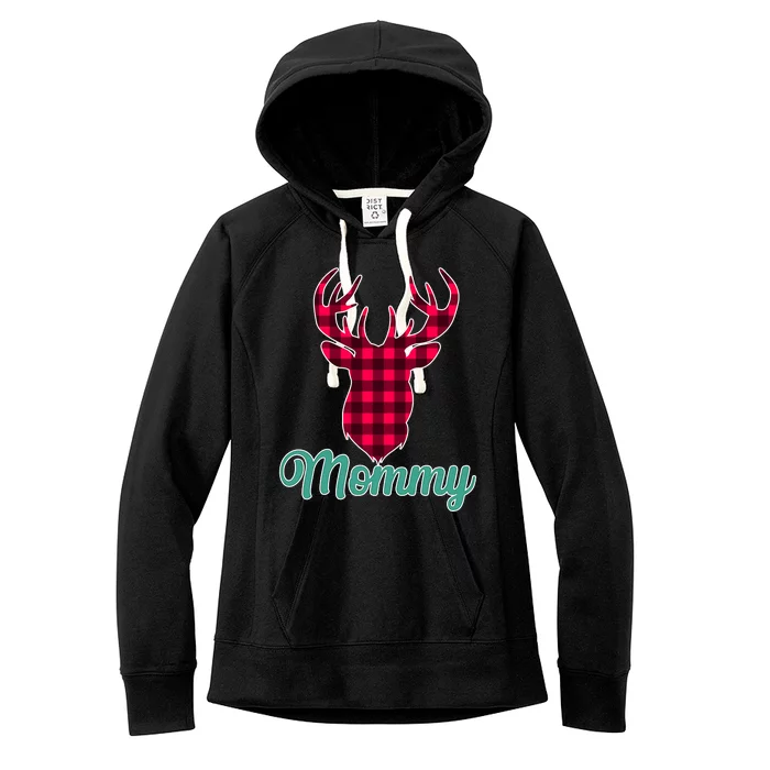 Matching Holiday Family Plaid Reindeer Mommy Women's Fleece Hoodie