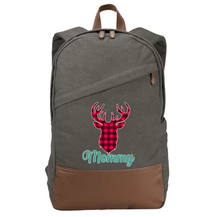 Matching Holiday Family Plaid Reindeer Mommy Cotton Canvas Backpack