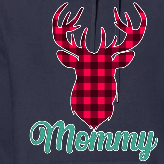 Matching Holiday Family Plaid Reindeer Mommy Premium Hoodie