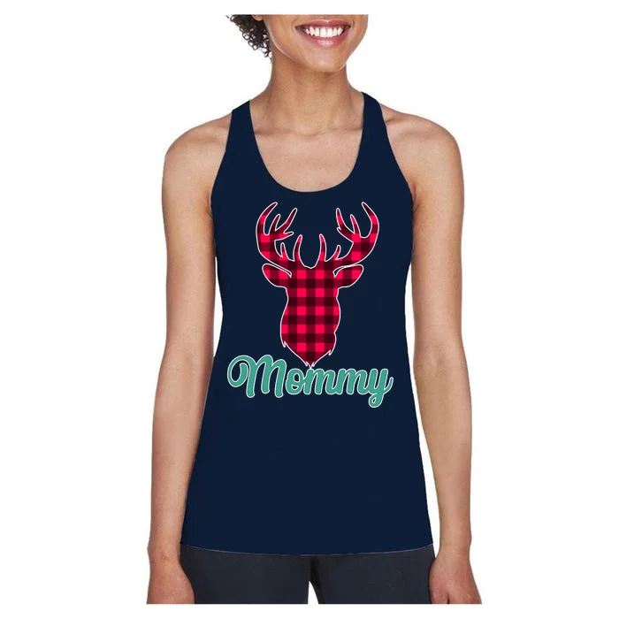 Matching Holiday Family Plaid Reindeer Mommy Women's Racerback Tank