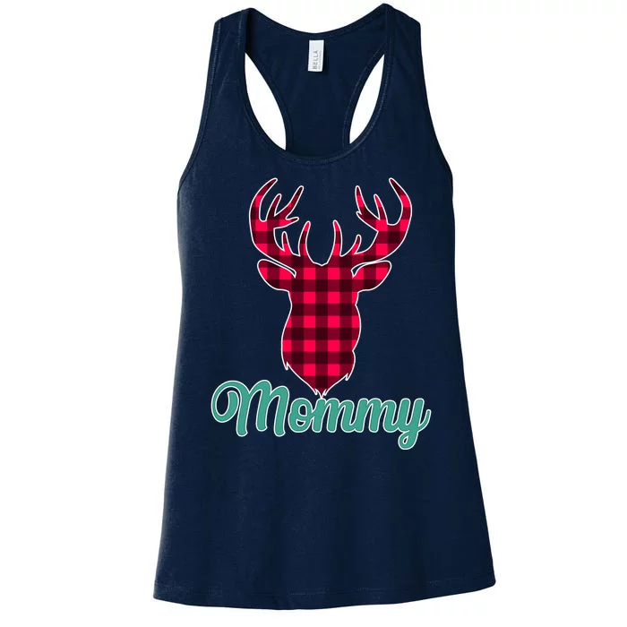 Matching Holiday Family Plaid Reindeer Mommy Women's Racerback Tank