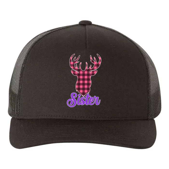 Matching Holiday Family Plaid Reindeer Sister Yupoong Adult 5-Panel Trucker Hat