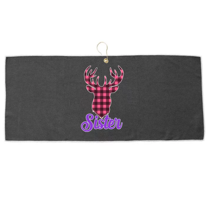 Matching Holiday Family Plaid Reindeer Sister Large Microfiber Waffle Golf Towel