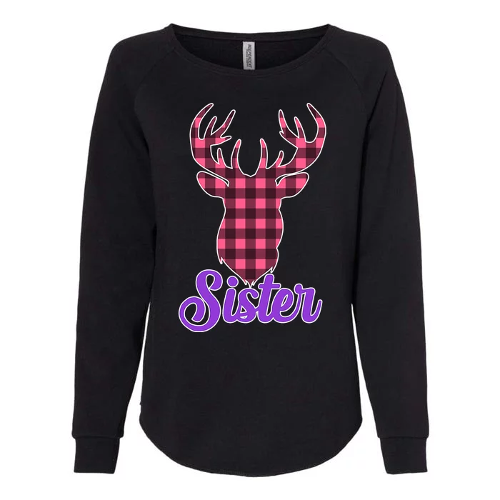 Matching Holiday Family Plaid Reindeer Sister Womens California Wash Sweatshirt