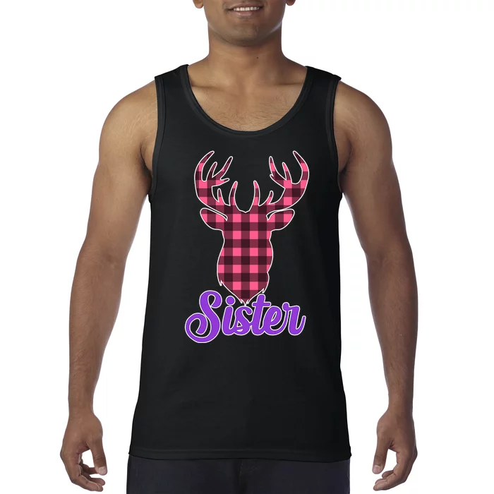 Matching Holiday Family Plaid Reindeer Sister Tank Top