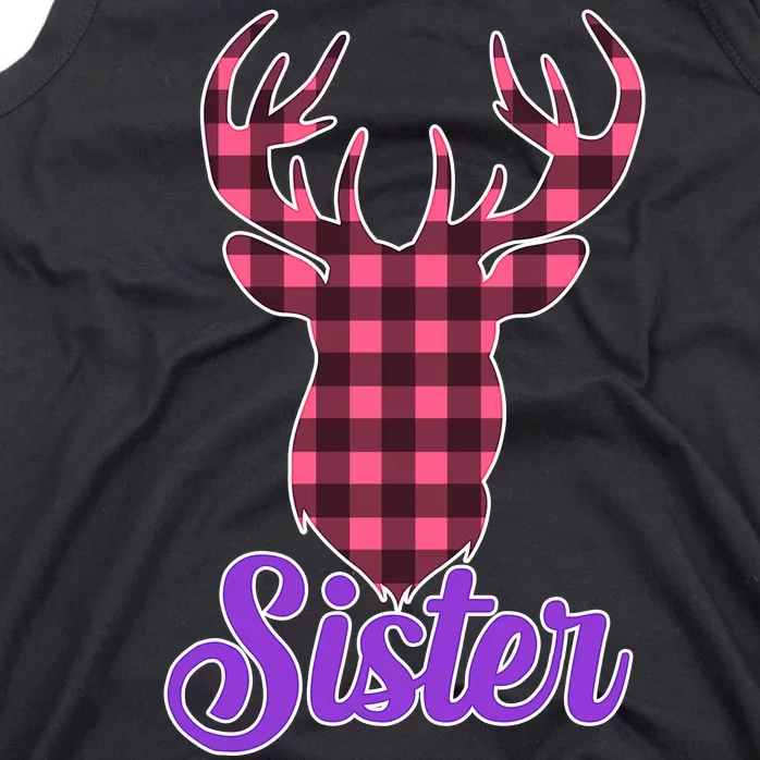 Matching Holiday Family Plaid Reindeer Sister Tank Top