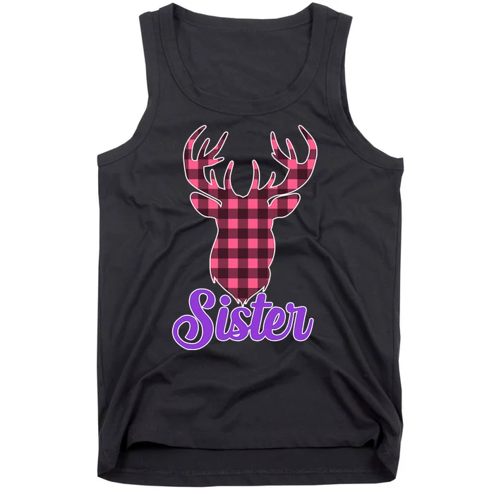 Matching Holiday Family Plaid Reindeer Sister Tank Top