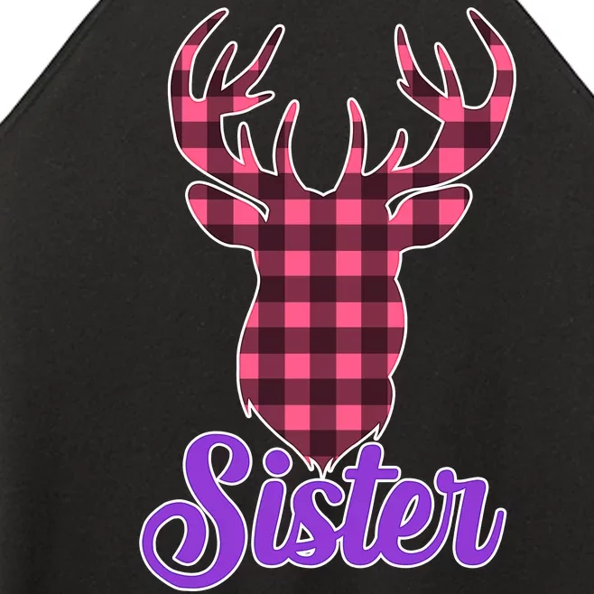 Matching Holiday Family Plaid Reindeer Sister Women’s Perfect Tri Rocker Tank