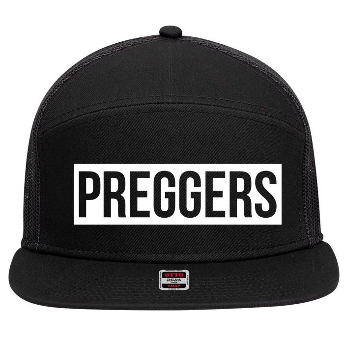 Maternity Slogan Preggers Box Logo 7 Panel Mesh Trucker Snapback Hat