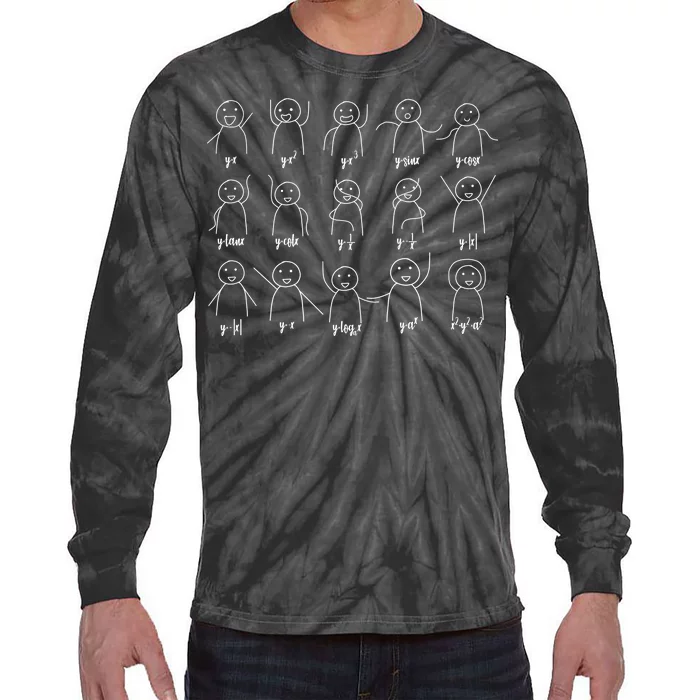 Math Equation Algebra Poses Graph Figures Tie-Dye Long Sleeve Shirt