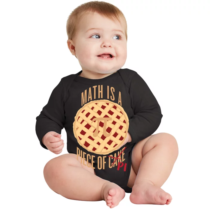 Math Is A Piece Of Cake Pi Day Baby Long Sleeve Bodysuit