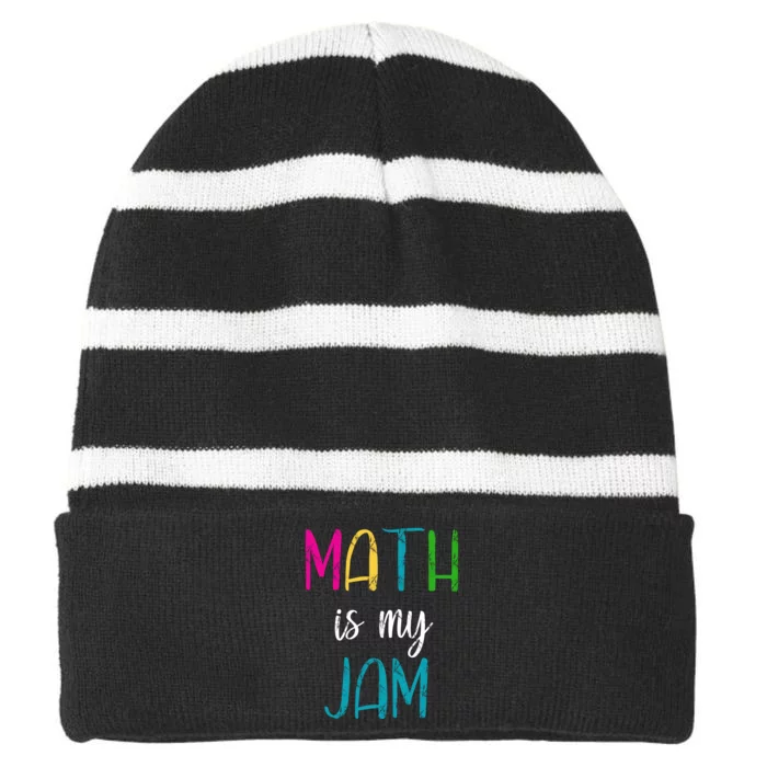 Math Is My Jam Striped Beanie with Solid Band