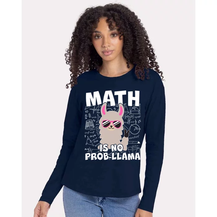 Math Is No Prob-llama Womens Cotton Relaxed Long Sleeve T-Shirt