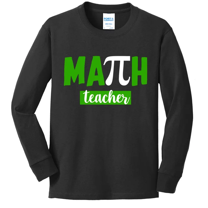 Math Teacher Pi Logo Kids Long Sleeve Shirt