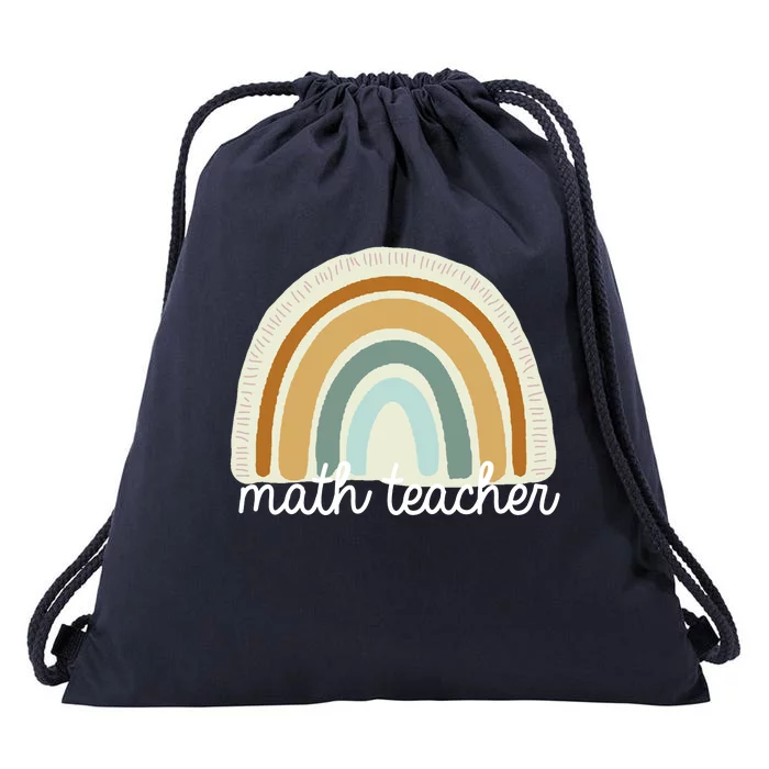 Math Teacher Rainbow Drawstring Bag