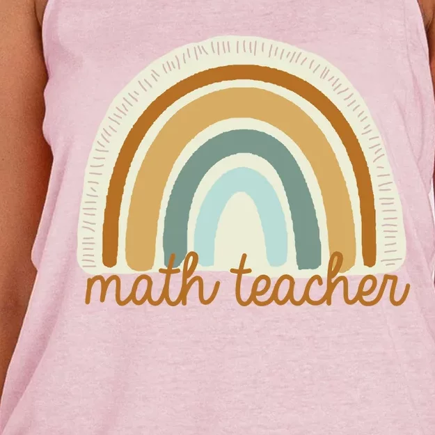 Math Teacher Rainbow Women's Knotted Racerback Tank