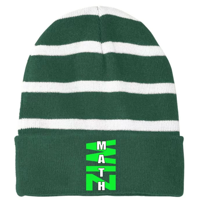 Math Wiz Logo Striped Beanie with Solid Band