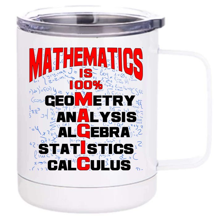 Mathematics Is 100 Percent Magic Front & Back 12oz Stainless Steel Tumbler Cup