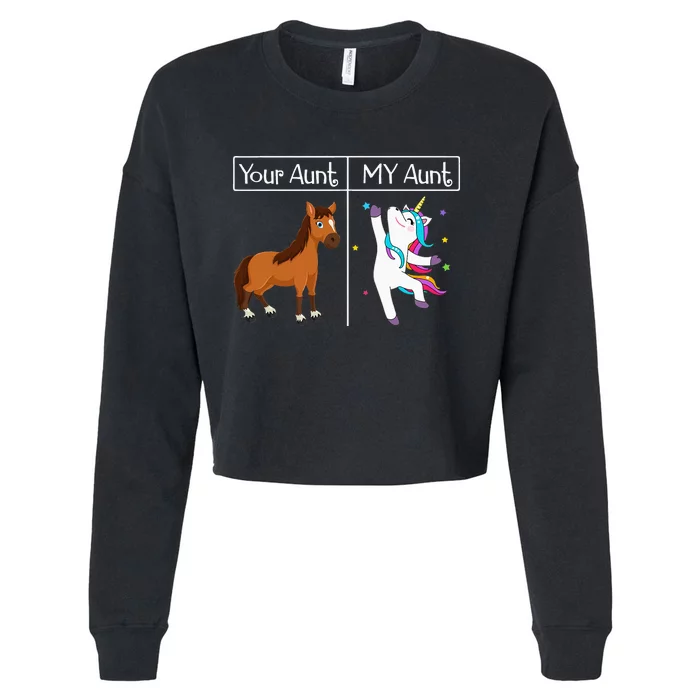 My Aunt Unicorn Funny & Cute Auntie Niece & Nephew Gift Cropped Pullover Crew