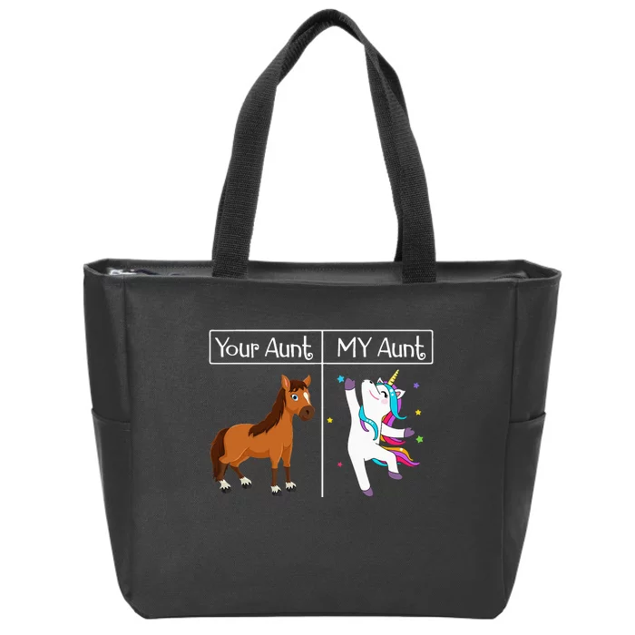 My Aunt Unicorn Funny horse racing Zip Tote Bag