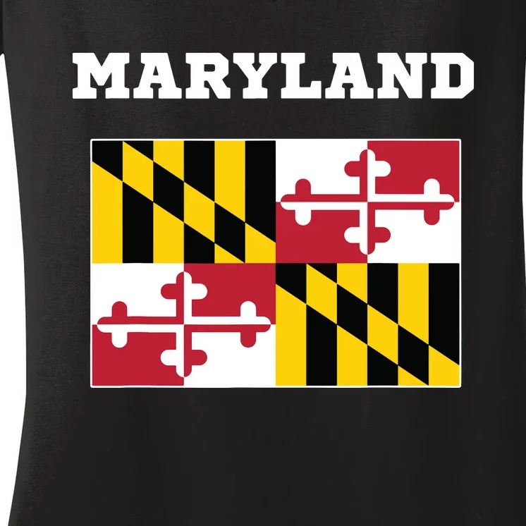 Maryland American Usa Top Travel Flag Gift Women's V-Neck T-Shirt