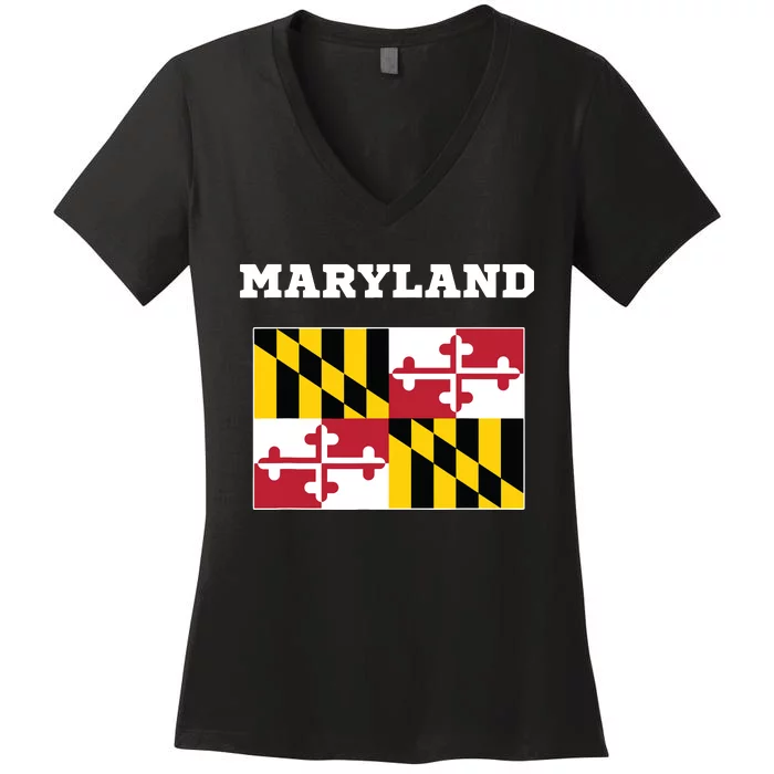 Maryland American Usa Top Travel Flag Gift Women's V-Neck T-Shirt